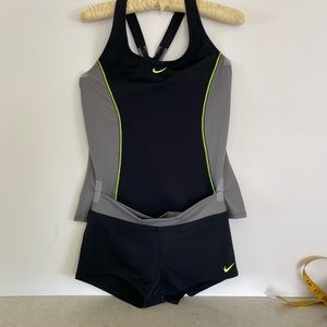 Two pieces swimming suit.